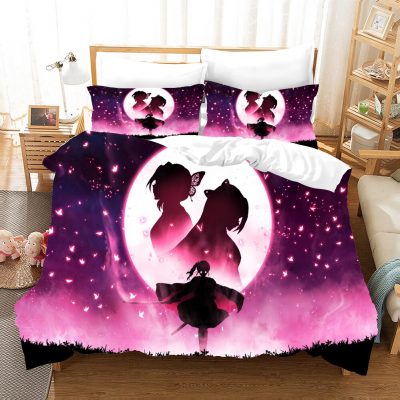 Pink Demon Slayer Bedding Set Anime Yazuko Modern Luxury Duvet Cover Sets Comforter Bed Linen Queen 2 - Demon Slayer Merch