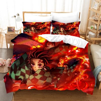 Pink Demon Slayer Bedding Set Anime Yazuko Modern Luxury Duvet Cover Sets Comforter Bed Linen Queen 8 - Demon Slayer Merch