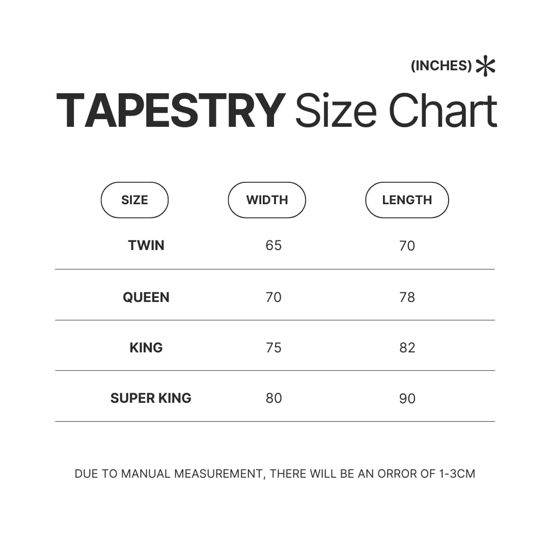 Tapestry Size Chart - Demon Slayer Merch